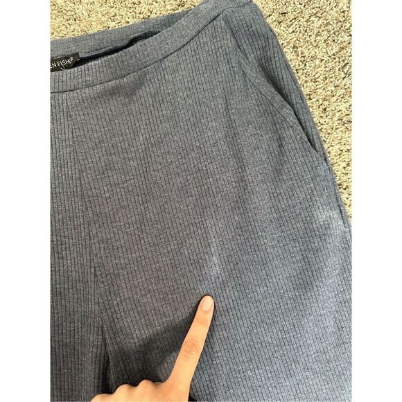 Eileen Fisher Tencel Ribbed Wide Leg Pull On Pants Size M Blue Lounge Stretch - Picture 12 of 16